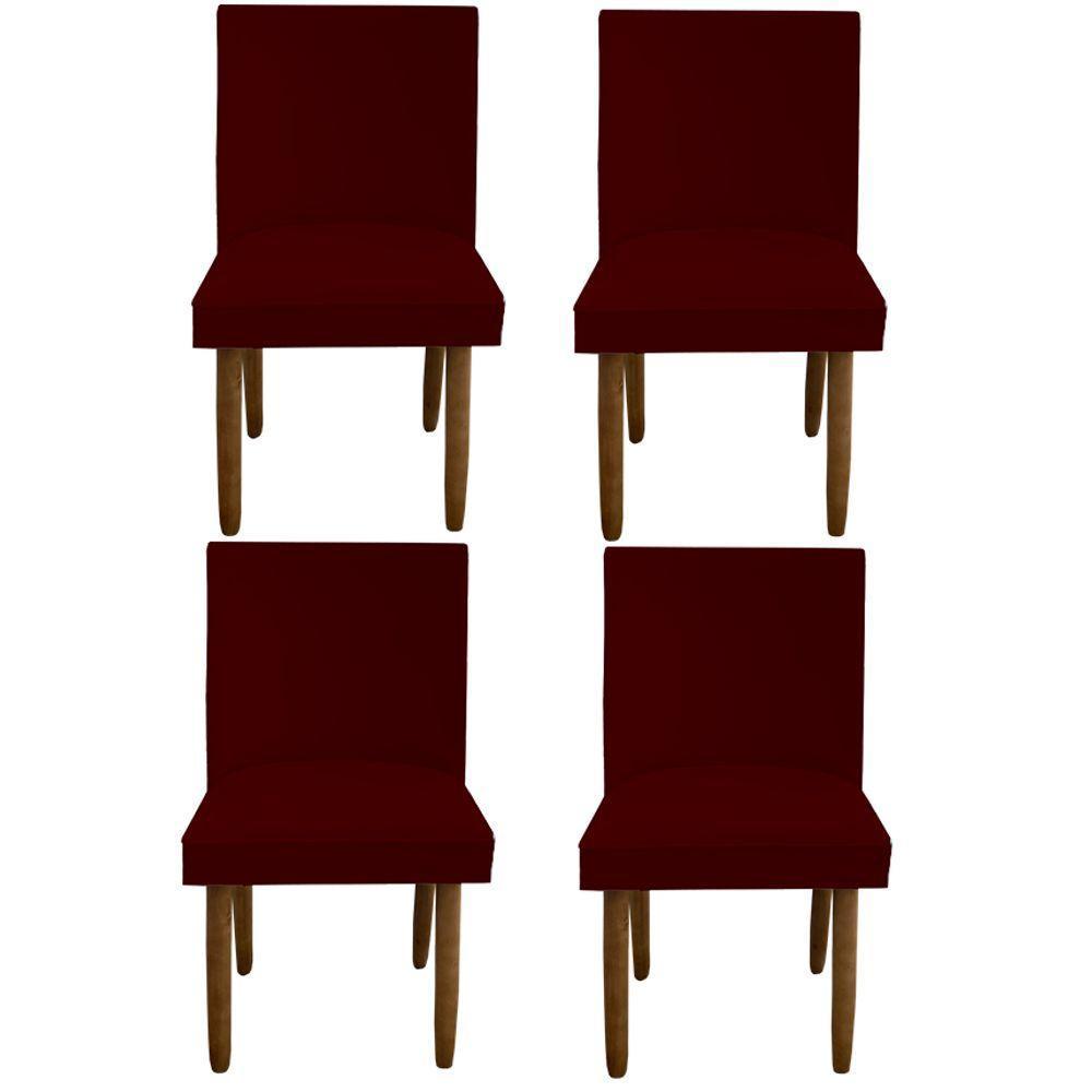 Kit 04 Cadeiras Para Sala De Jantar Tóquio Pés Palito Suede Marsala D'classe Decor - 1