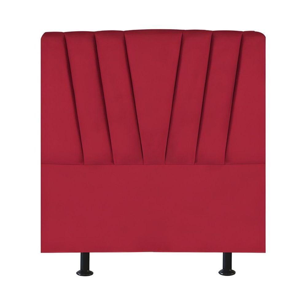 Cabeceira Estofada De Cama Casal Box 140 Cm Ariel Suede Vermelho - 1