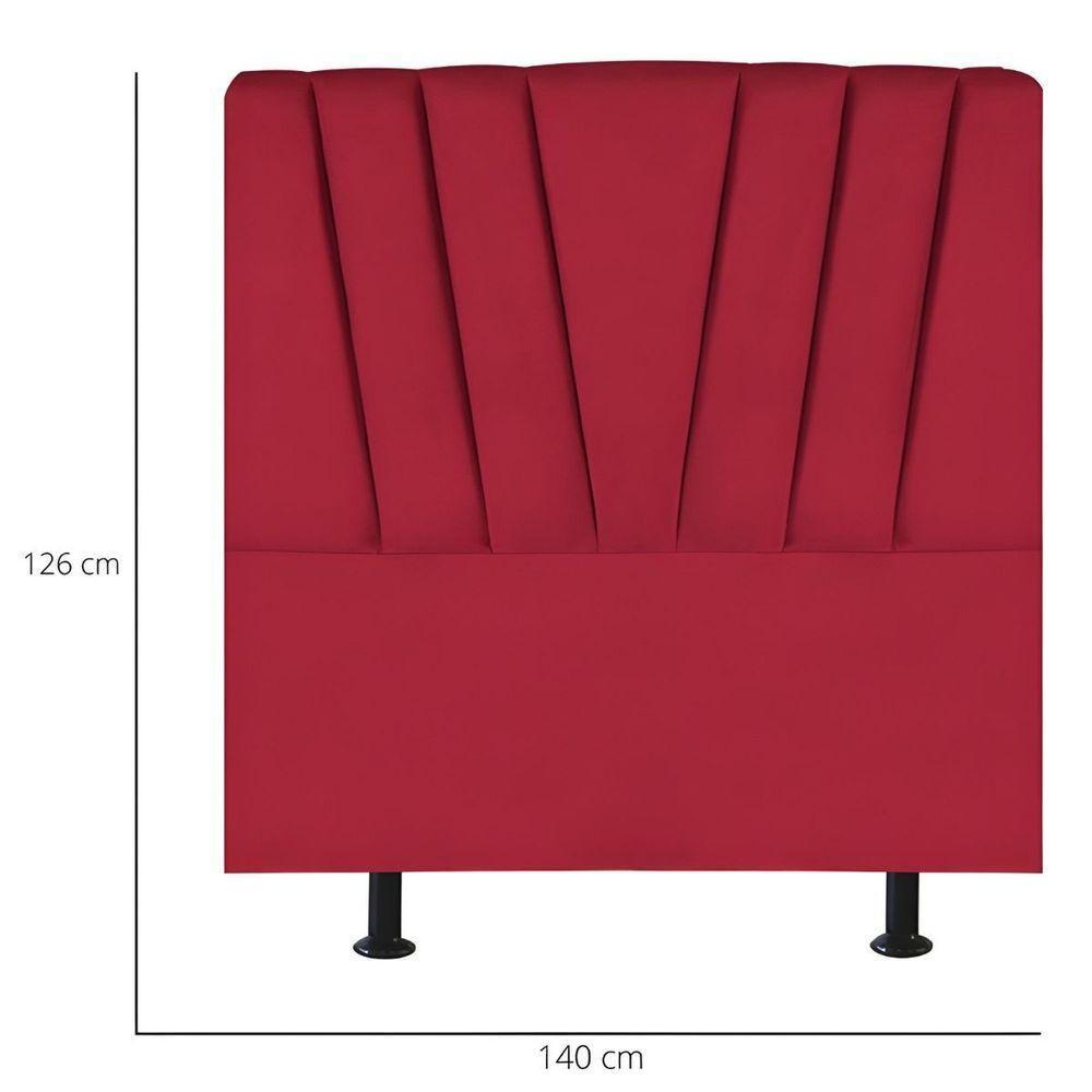 Cabeceira Estofada De Cama Casal Box 140 Cm Ariel Suede Vermelho - 3