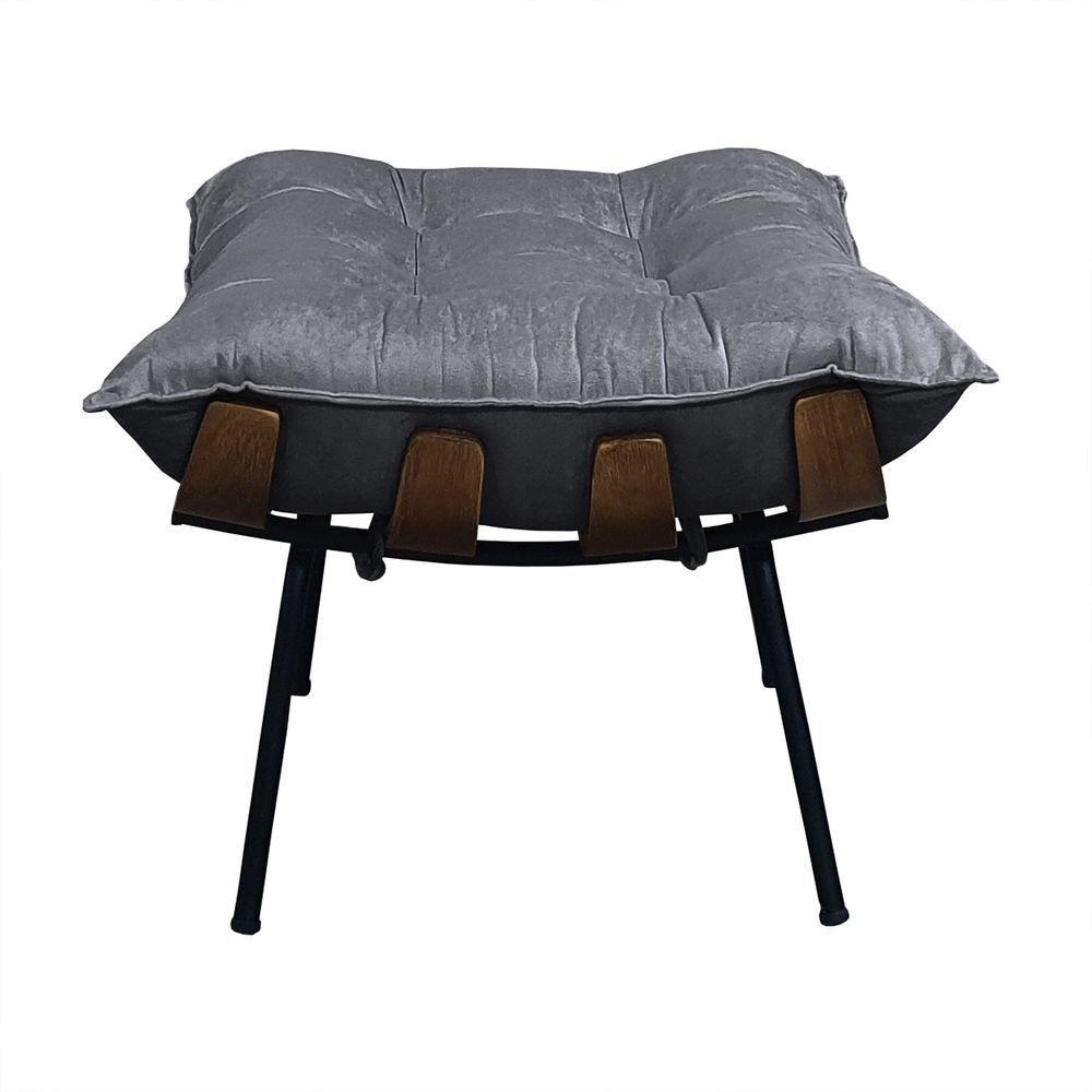 Puff Costela - élpis Móveis Veludo Grafite - 2