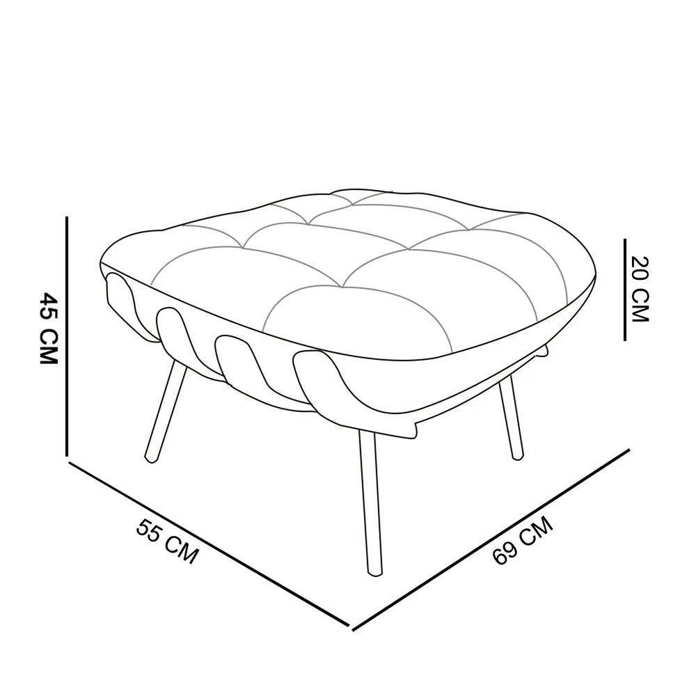 Puff Costela - élpis Móveis Veludo Grafite - 4