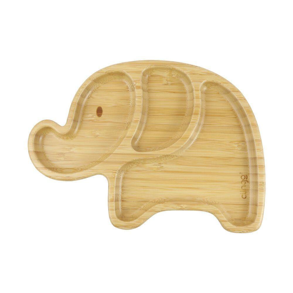 Prato De Bambu Elefante Com Ventosa E Divisórias Antibacterianas - 1