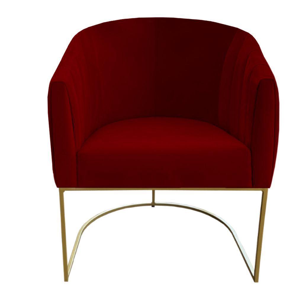 Poltrona Julia Com Base De Ferro Sala De Estar Escritório Recepção Clinica Suede Vermelho D'classe Decor - 1
