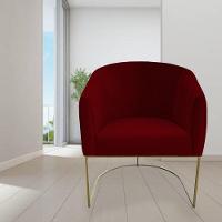 Poltrona Julia Com Base De Ferro Sala De Estar Escritório Recepção Clinica Suede Vermelho D'classe Decor - 6