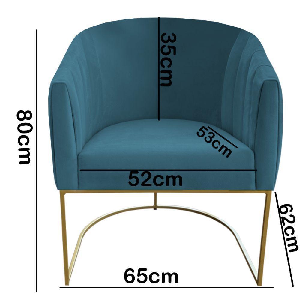 Poltrona Julia Com Base De Ferro Sala De Estar Escritório Recepção Clinica Suede Azul Tiffany D'classe Decor - 5