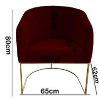 Poltrona Julia Com Base De Ferro Sala De Estar Escritório Recepção Clinica Suede Marsala D'classe Decor - 5