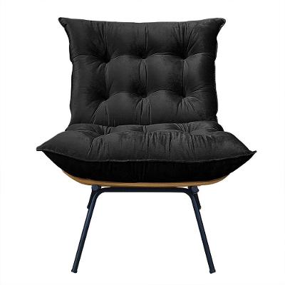 Poltrona Costela Com Puff Em Linho Ou Veludo - élpis Móveis Veludo Preto