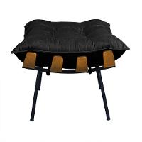 Poltrona Costela Com Puff Em Linho Ou Veludo - élpis Móveis Veludo Preto - 2