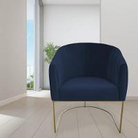 Poltrona Julia Com Base De Ferro Sala De Estar Escritório Recepção Clinica Suede Azul Marinho D'classe Decor - 6