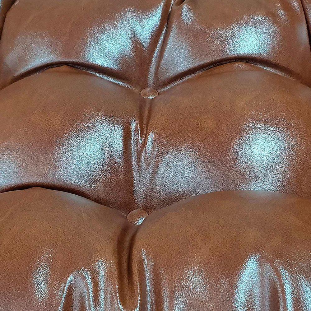 Poltrona Costela Com Puff Couro Ecológico - élpis Móveis Couro Ecológico Marrom - 3