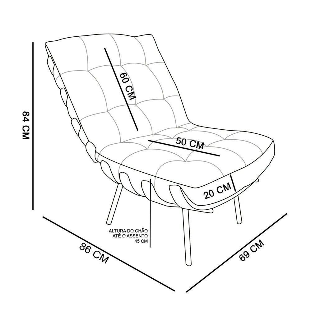Poltrona Costela Com Puff Couro Ecológico - élpis Móveis Couro Ecológico Marrom - 8