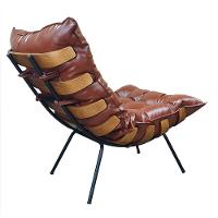 Poltrona Costela Com Puff Couro Ecológico - élpis Móveis Couro Ecológico Marrom - 2