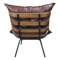 Poltrona Costela Com Puff Couro Ecológico - élpis Móveis Couro Ecológico Marrom