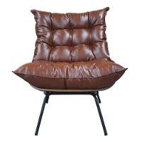 Poltrona Costela Com Puff Couro Ecológico - élpis Móveis Couro Ecológico Marrom - 5