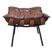 Poltrona Costela Com Puff Couro Ecológico - élpis Móveis Couro Ecológico Marrom - 7