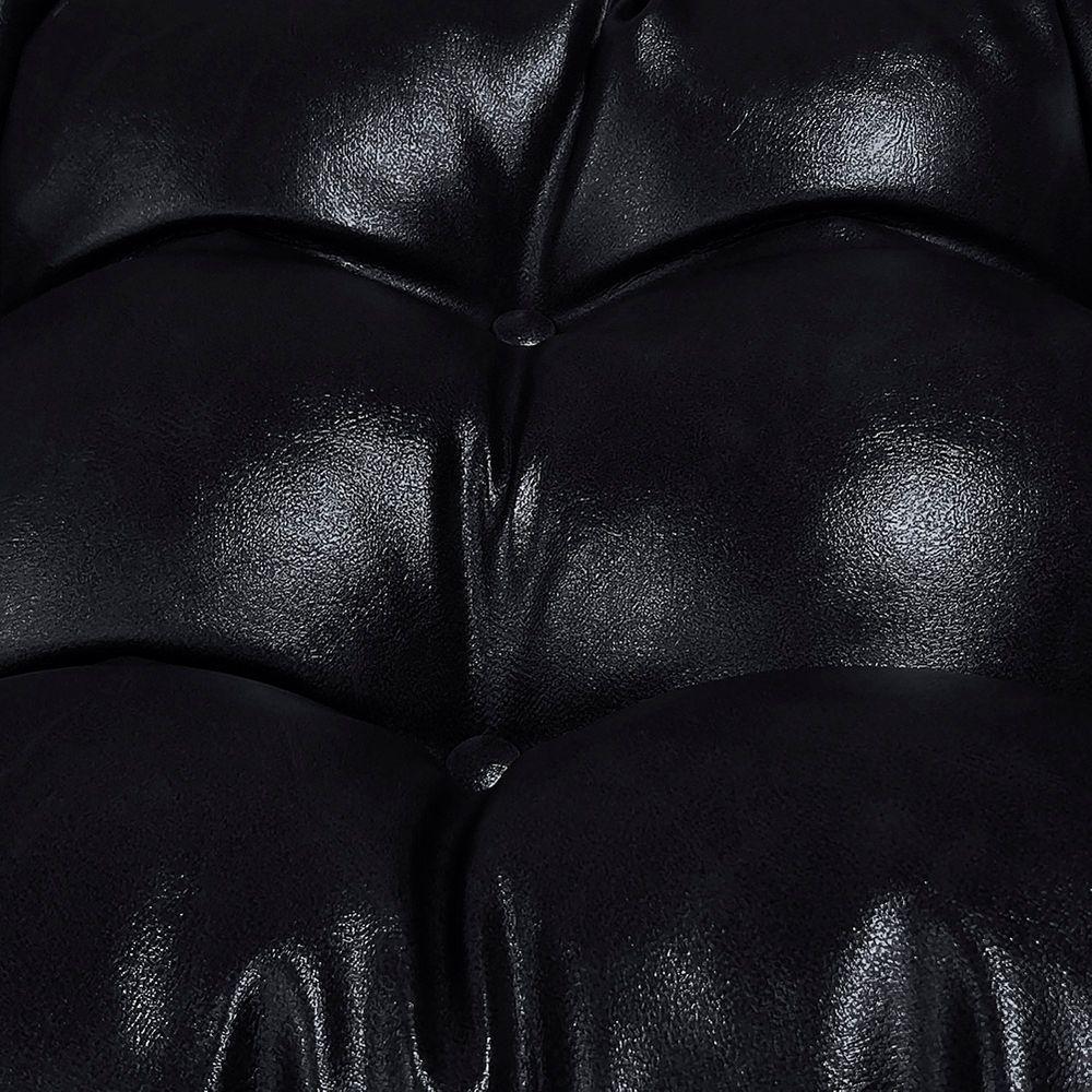 Poltrona Costela Com Puff Couro Ecológico - élpis Móveis Couro Ecológico Preto - 3