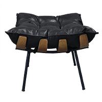 Poltrona Costela Com Puff Couro Ecológico - élpis Móveis Couro Ecológico Preto - 7