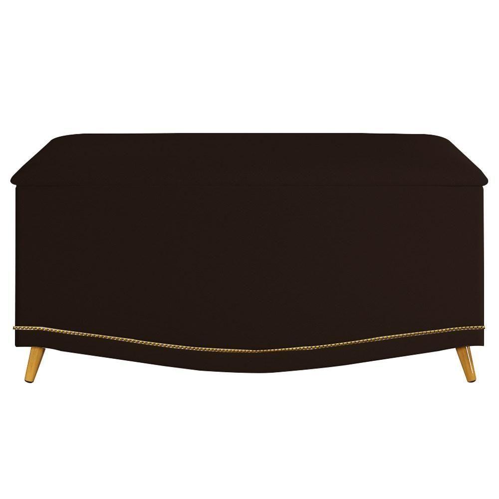 Calçadeira Baú Solteiro 90cm Com Tachas Imperial J02 Sintético Marrom Escuro - Mpozenato - 3