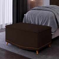 Calçadeira Baú Solteiro 90cm Com Tachas Imperial J02 Sintético Marrom Escuro - Mpozenato - 2