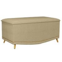 Calçadeira Baú Solteiro 90cm Com Tachas Imperial J02 Linho Areia - Mpozenato - 1