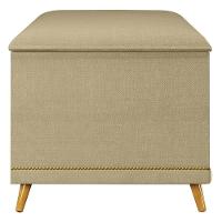 Calçadeira Baú Solteiro 90cm Com Tachas Imperial J02 Linho Areia - Mpozenato - 6