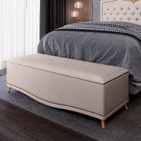 Calçadeira Baú Casal 140cm Com Tachas Imperial Veludo J02 Bege - Mpozenato - 2