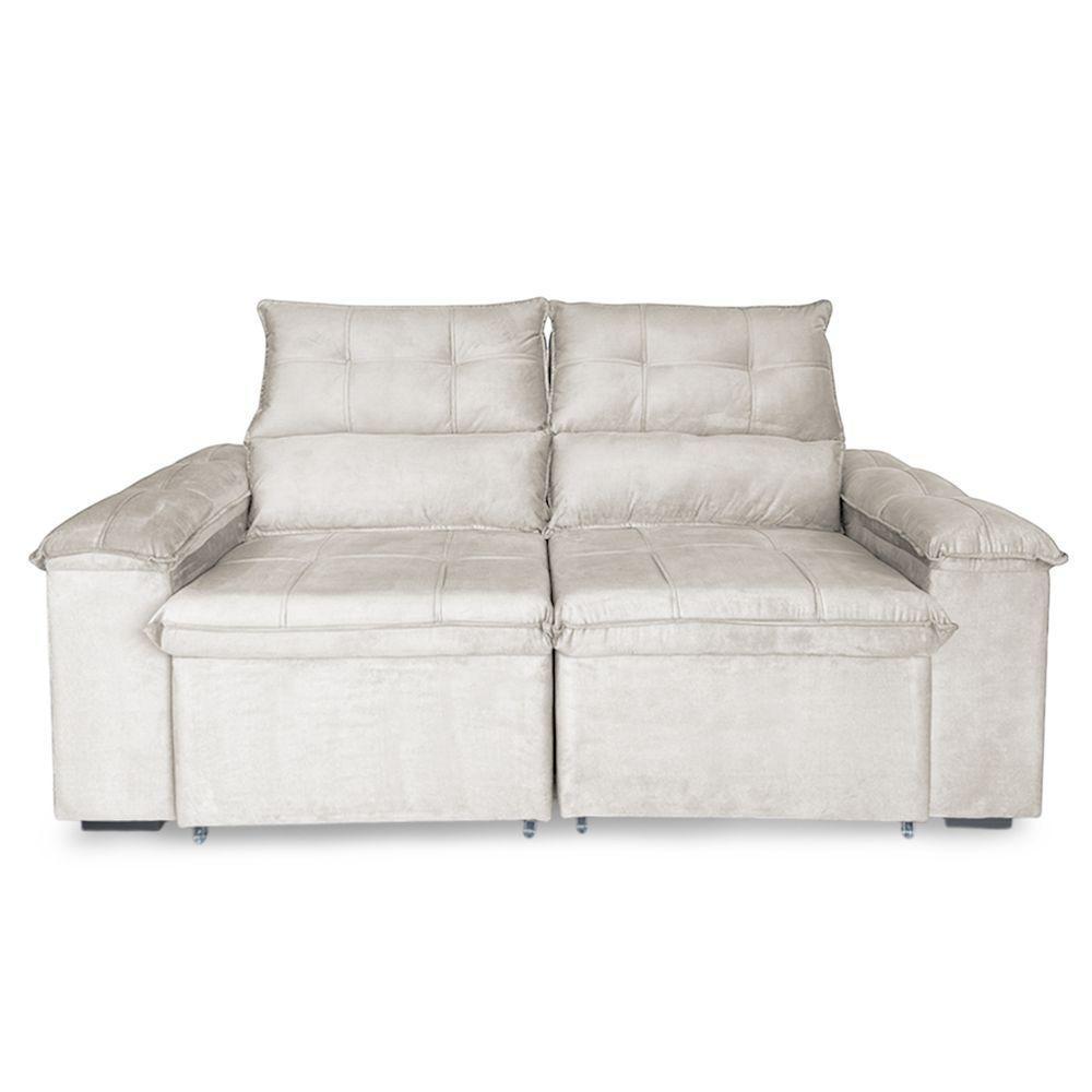 Sofá Retrátil E Reclinável 3 Lugares Verona 1,80m - élpis Móveis Veludo Bege - 4