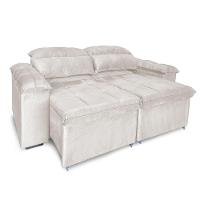 Sofá Retrátil E Reclinável 3 Lugares Verona 1,80m - élpis Móveis Veludo Bege - 2