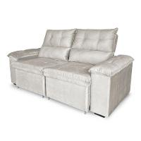 Sofá Retrátil E Reclinável 3 Lugares Verona 1,80m - élpis Móveis Veludo Bege - 5