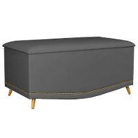 Calçadeira Baú Solteiro 90cm Com Tachas Imperial J02 Veludo Cinza - Mpozenato - 1