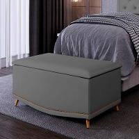 Calçadeira Baú Solteiro 90cm Com Tachas Imperial J02 Veludo Cinza - Mpozenato - 5