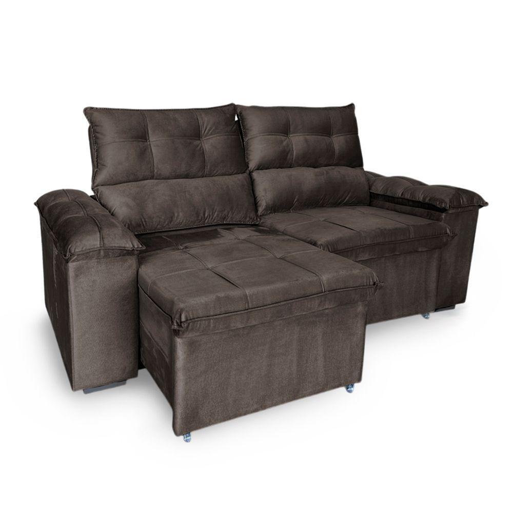 Sofá Retrátil E Reclinável 3 Lugares Verona 2,00m - élpis Móveis Veludo Marrom - 2