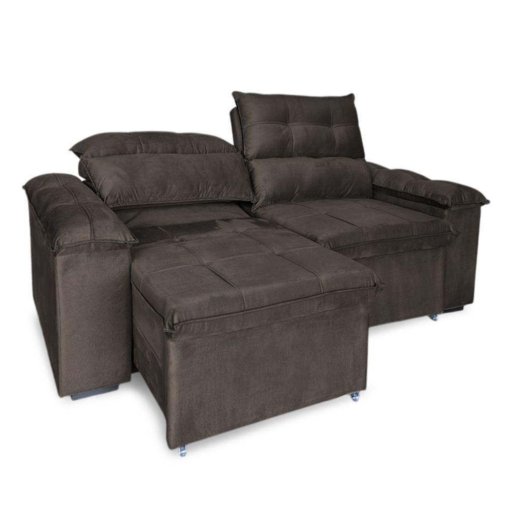 Sofá Retrátil E Reclinável 3 Lugares Verona 2,00m - élpis Móveis Veludo Marrom - 3