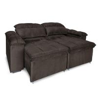 Sofá Retrátil E Reclinável 3 Lugares Verona 2,00m - élpis Móveis Veludo Marrom - 1