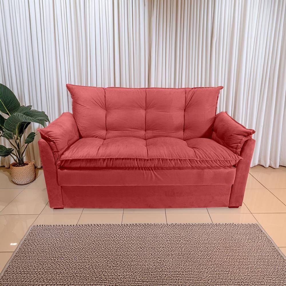 Sofá Small 3 Lugares Conforto 160cm Suede Marsala Herrero Decor Marsala - 3
