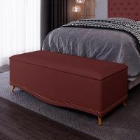 Calçadeira Baú Casal 140cm Com Tachas Imperial J02 Veludo Vinho - Mpozenato - 2