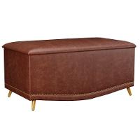 Calçadeira Baú Solteiro 90cm Com Tachas Imperial J02 Facto Marrom - Mpozenato - 1