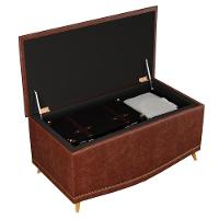 Calçadeira Baú Solteiro 90cm Com Tachas Imperial J02 Facto Marrom - Mpozenato