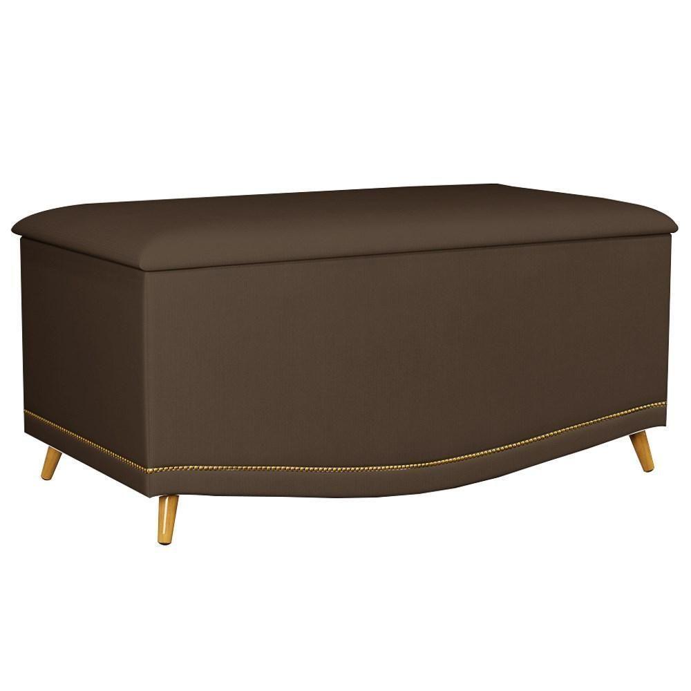 Calçadeira Baú Solteiro 90cm Com Tachas Imperial J02 Veludo Chocolate - Mpozenato - 1