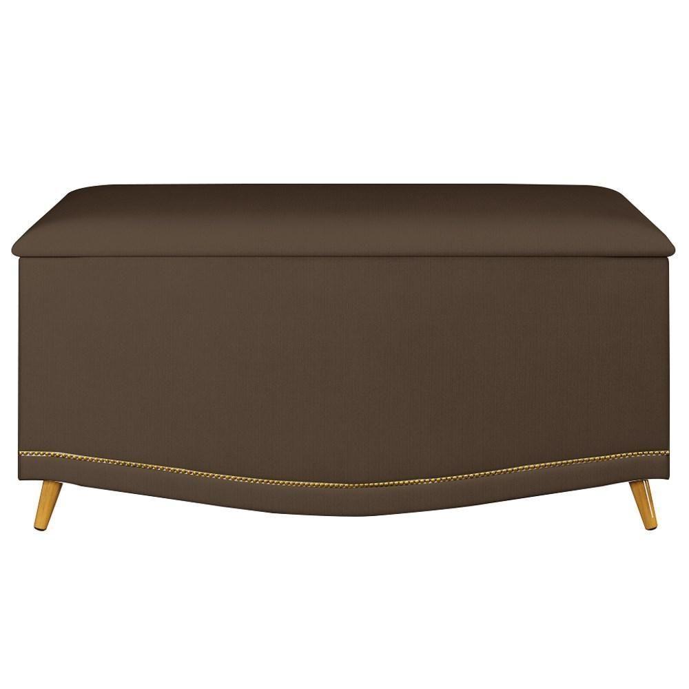 Calçadeira Baú Solteiro 90cm Com Tachas Imperial J02 Veludo Chocolate - Mpozenato - 3