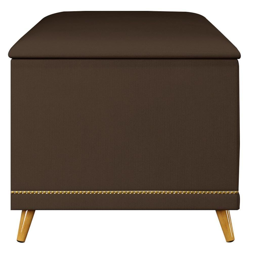 Calçadeira Baú Solteiro 90cm Com Tachas Imperial J02 Veludo Chocolate - Mpozenato - 6