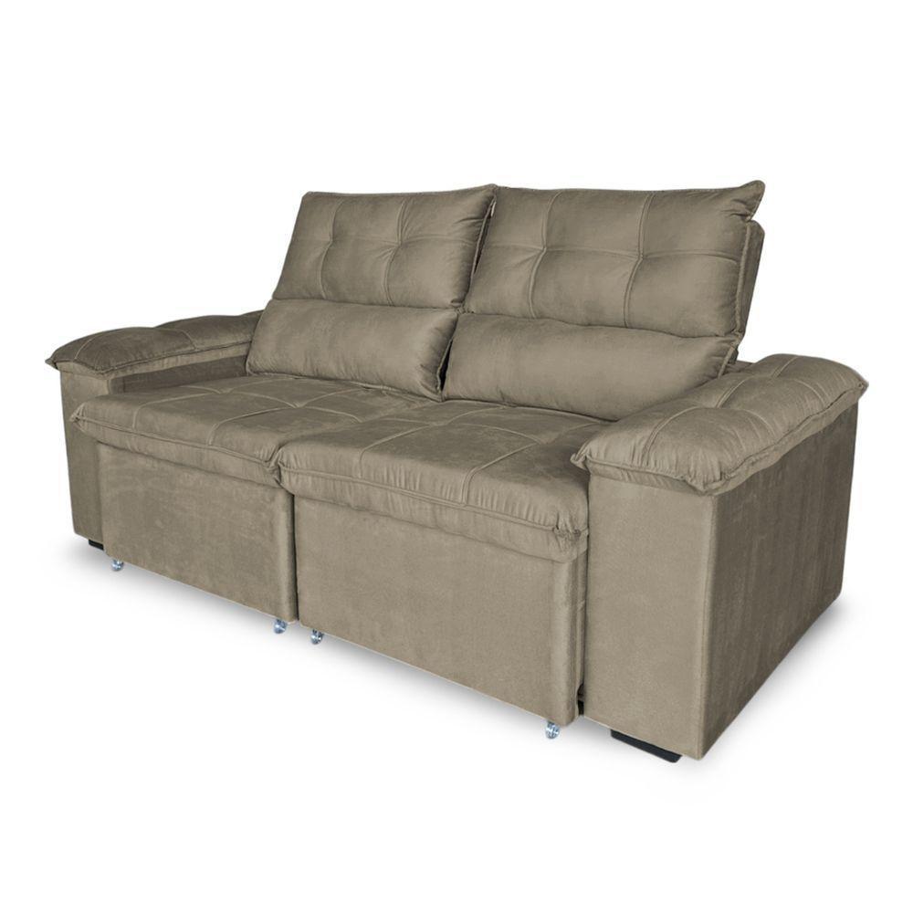 Sofá Retrátil E Reclinável 3 Lugares Verona 2,00m - élpis Móveis Veludo Cappuccino - 1