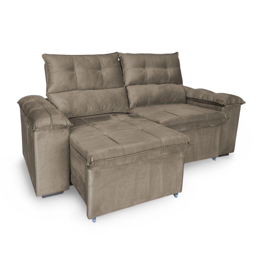 Sofá Retrátil E Reclinável 3 Lugares Verona 2,00m - élpis Móveis Veludo Cappuccino - 3