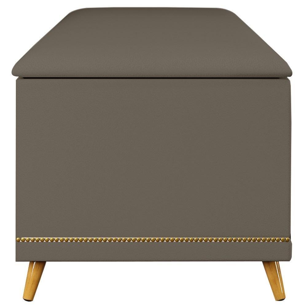 Calçadeira Baú King 195cm Com Tachas Imperial J02 Sintético Areia - Mpozenato - 6