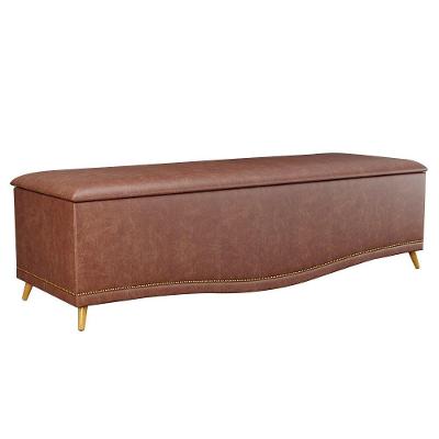 Calçadeira Baú King 195cm Com Tachas Imperial J02 Facto Marrom - Mpozenato