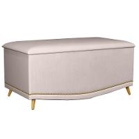 Calçadeira Baú Solteiro 90cm Com Tachas Imperial J02 Veludo Bege - Mpozenato - 1