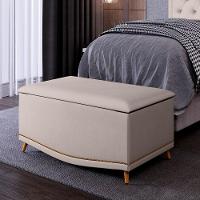 Calçadeira Baú Solteiro 90cm Com Tachas Imperial J02 Veludo Bege - Mpozenato - 2