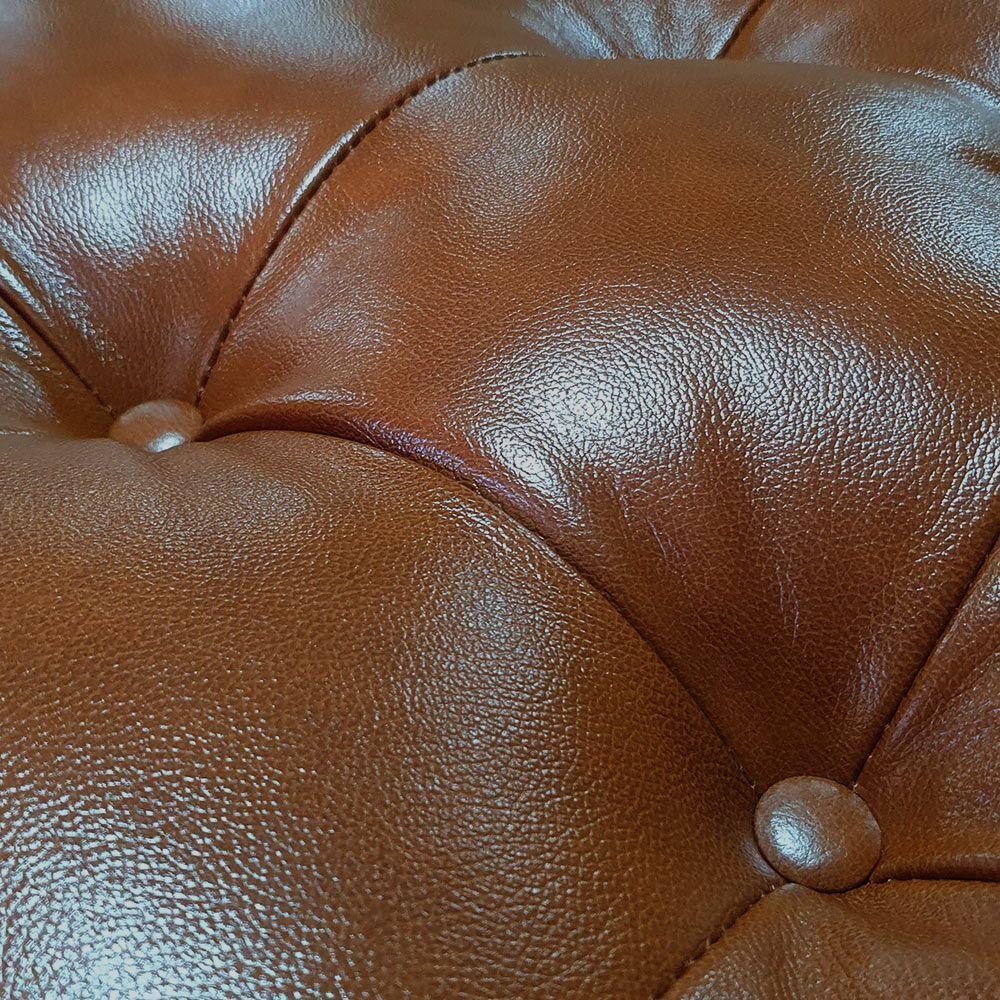 Poltrona Costela Com Puff Em Couro Legítimo - élpis Móveis Conhaque Com Brilho - 3