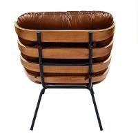 Poltrona Costela Com Puff Em Couro Legítimo - élpis Móveis Conhaque Com Brilho - 5