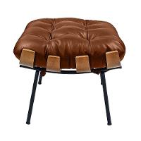 Poltrona Costela Com Puff Em Couro Legítimo - élpis Móveis Conhaque Com Brilho - 7